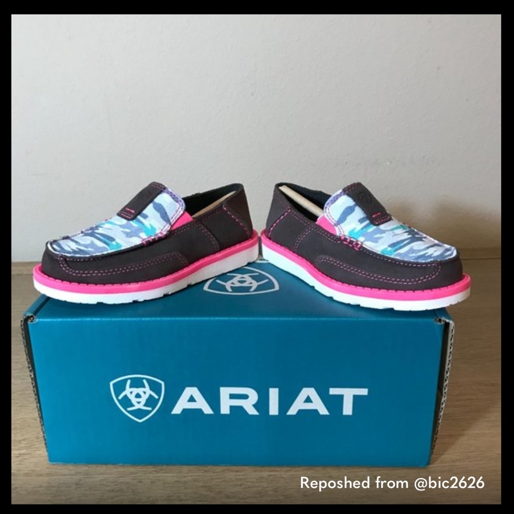 NEW toddler Ariat Cruiser Aged Coffee Suede/Sky Camo Print Shoes 10021607